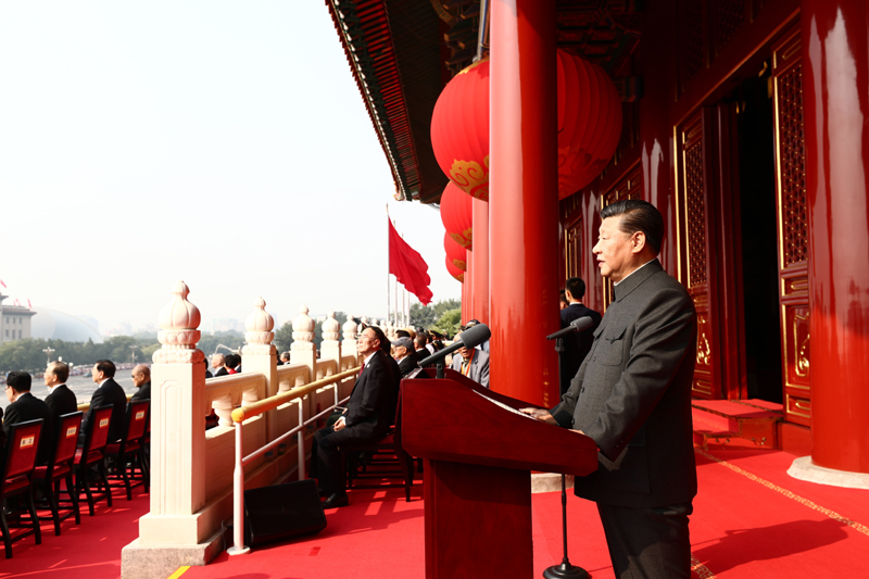 10月1日上午，慶祝中華人民共和國成立70周年大會在北京天安門廣場隆重舉行。中共中央總書記、國家主席、中央軍委主席習近平發(fā)表重要講話。